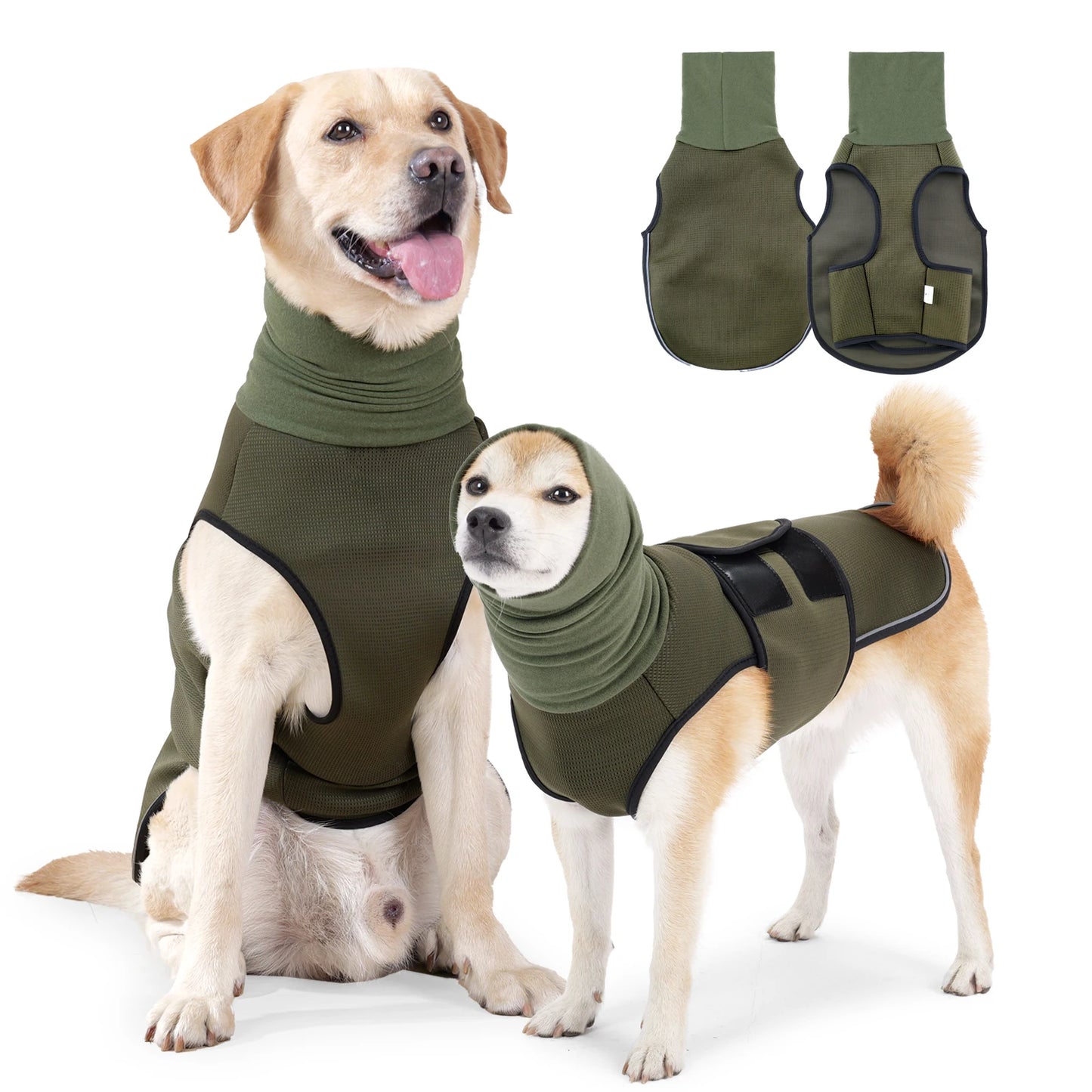 Dog anxiety vest calming thunder jacket for medium dogs — Olive Green — PawHug Co.